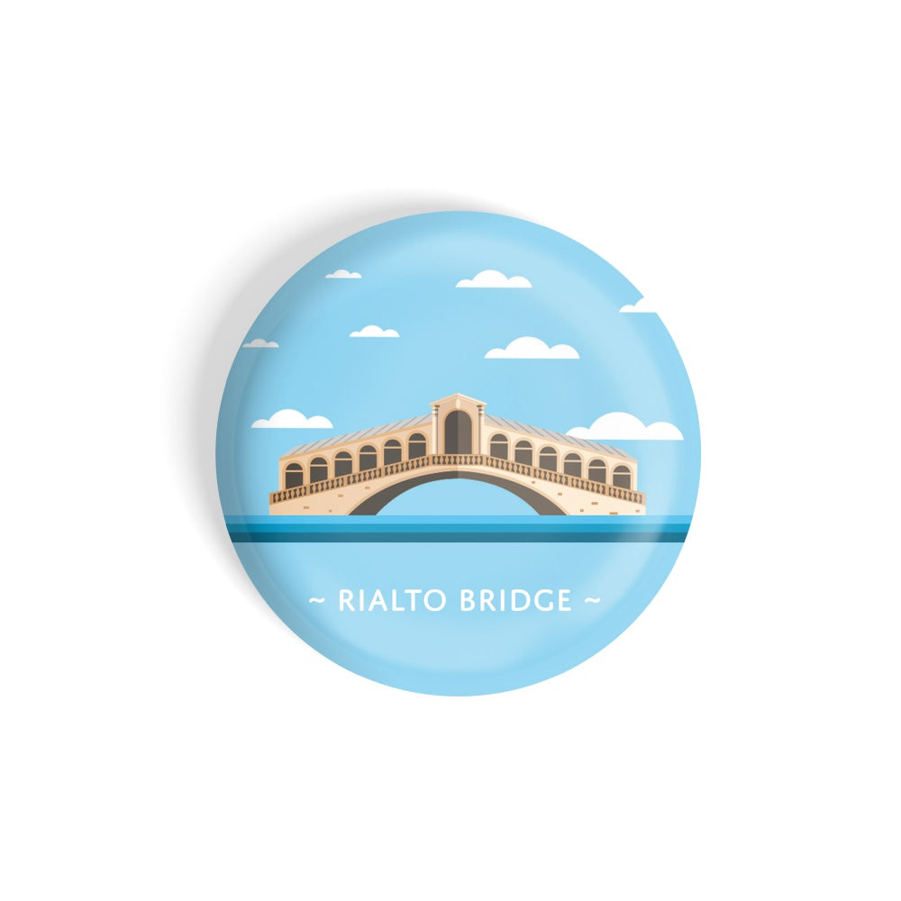 dhcrafts Round Fridge Magnet Blue Color Monuments Riato Bridge Glossy Finish Design Pack of 1 (58 mm)